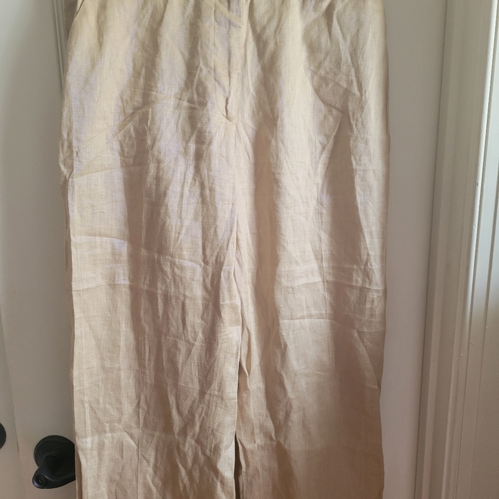 Bebe gold tone linen blend pants